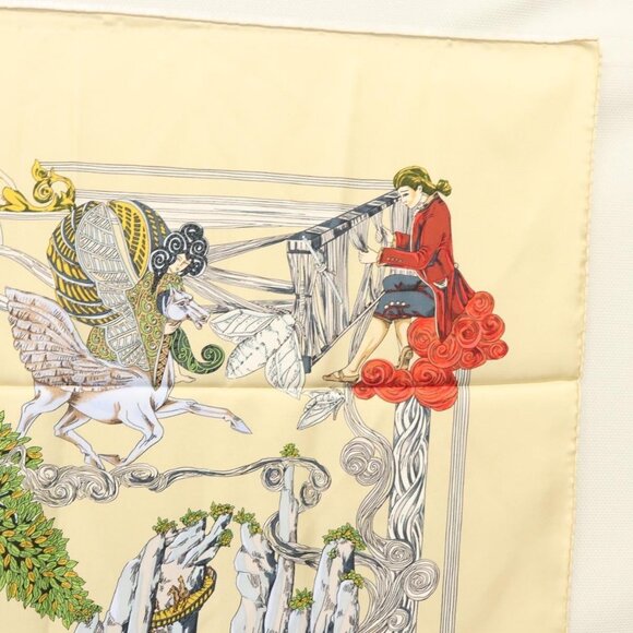 HERMES Carre 90 Scarf ""Au FIL de la SOIE"" Silk Beige Auth - Picture 12 of 13